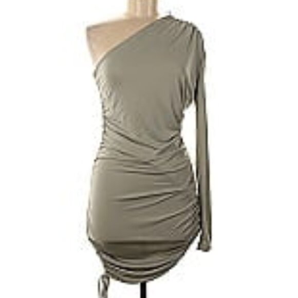 Zara Dresses & Skirts - Zara Tan, One Shoulder Mini Dress